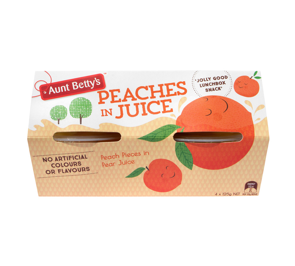 Peaches in Juice Fruit Pots 4 x 125g Aunt Bettys
